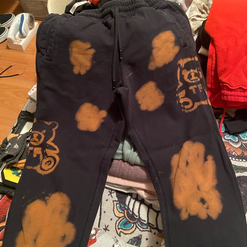 Teddy Fresh Black Joggers with Orange Bear Design